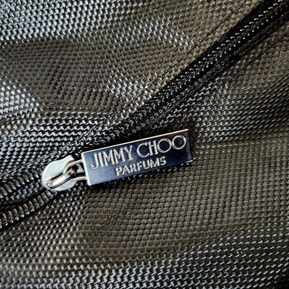 Jimmy Choo Parfums Duffle Bag Crocodile Embossed Handles Black 17x11x7.5 Unisex